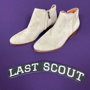 Sam Edelman Suede Petty Ankle Boots Light Gray